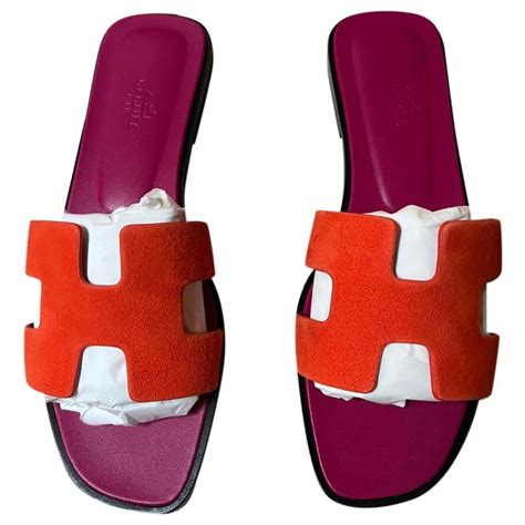 hermes suede oran sandals